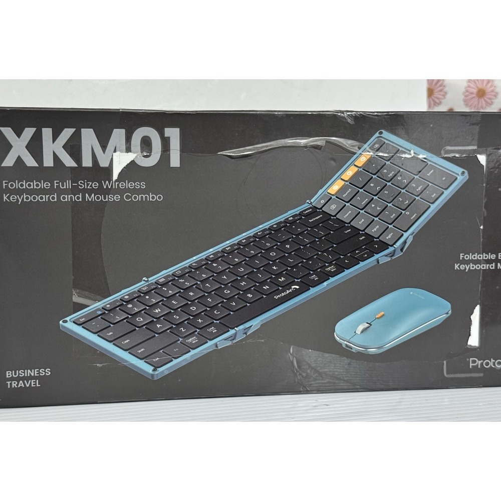 ProtoArc Foldable Keyboard and Mouse XKM01 Folding Wireless Keyboard Mouse Combo